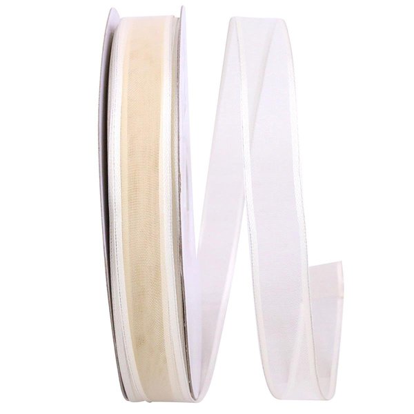 Reliant Ribbon 0.625 in. Charlize Sheer Satin Wired Edge Ribbon, Ivory - 50 Yards 25771W-810-03K